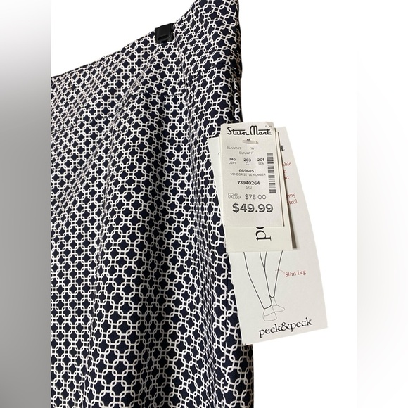 Peck & Peck Monochrome Diamond Pattern Ava Tummy control pull on Pants. SZ-16 - Picture 5 of 9